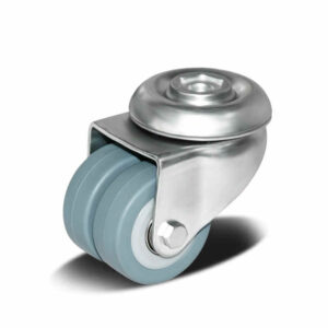50-75mm Rubber/TPR Twin Wheel Apparatus Castor – Bolt Hole – Swivel