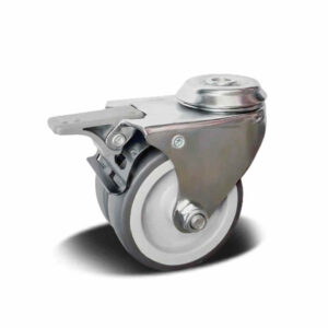36-75mm TPR/PP Twin Wheel Apparatus Castor – Bolt Hole – Swivel with Brake