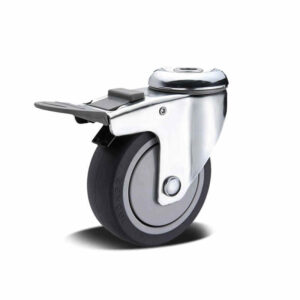 50-125mm TPR/PU/PP Stainless Steel Housing Medium Duty Apparatus Castor – Bolt Hole – Swivel with Brake
