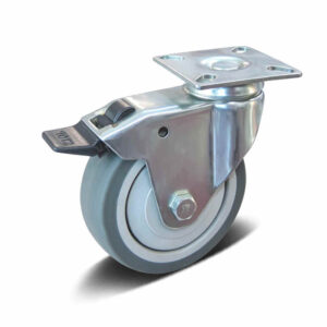 50-100mm TPR/PP Apparatus Castor – Top Plate – Swivel with Brake