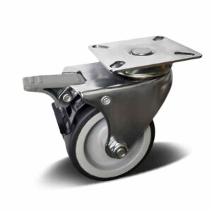 36-75mm TPR/PP Twin Wheel Apparatus Castor – Top Plate – Swivel with Brake