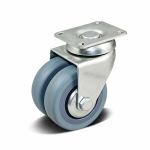 50-75mm Rubber/TPR Twin Wheel Apparatus Castor – Top Plate – Swivel