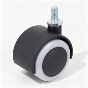 Black PVC/PU Threaded Stem Furniture Castor with PP/Nylon Core, 40-50mm, 25-40kg Load with Swivel and Brake Options