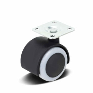 Black PVC/PU Top Plate Furniture Castor with PP/Nylon Core, 40-50mm, 25-40kg Load with Swivel and Brake Options