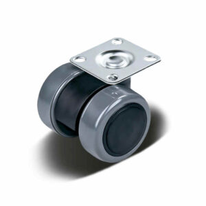 Black/Grey PU Top Plate Furniture Castor with Nylon Core, 30-60mm, 25-50kg Load with Swivel and Brake Options