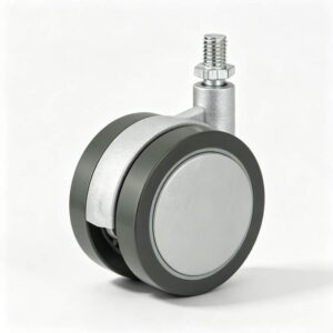 High-End Grey PU Series 1 Threaded Stem Furniture Castor with PP/Nylon Core, 60mm, 40kg Load with Swivel and Brake Options