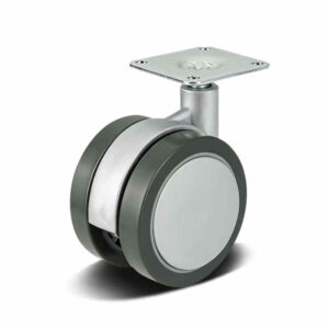 High-End Grey PU Series 1 Top Plate Furniture Castor with PP/Nylon Core, 60mm, 40kg Load with Swivel and Brake Options