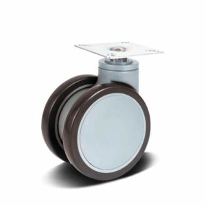 High-End Grey PU Series 2 Top Plate Furniture Castor with PP/Nylon Core, 100mm, 70kg Load with Swivel and Brake Options