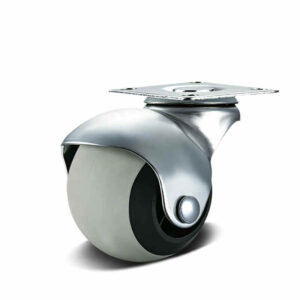 Grey TPR Ball Top Plate Furniture Castor with PP Core, 40-50mm, 40-60kg Load with Swivel and Brake Options