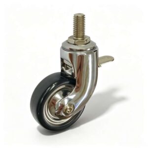 Tea Trolley Nylon Threaded Stem Furniture Castor with Zinc Alloy Housing, 42-62mm, 50-60kg Load with Brake Option