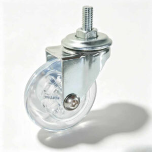 Transparent PU Threaded Stem Furniture Castor with Nylon Core, 35-100mm, 30-70kg Load with Swivel, Brake and Fixed Options