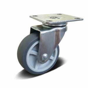 Grey TPR/Black PP Top Plate Furniture Castor with PP Core, 25-50mm, 15-35kg Load with TPR and PP Options
