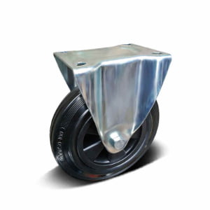 G1 Series Rubber/Elastic Rubber Garbage Bin Castor with PP/Metal Core – Top Plate Fixed, 100-200mm