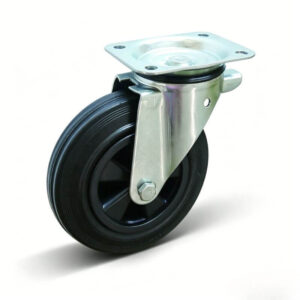 G1 Series Rubber/Elastic Rubber Garbage Bin Castor with PP/Metal Core – Top Plate Swivel, 100-200mm