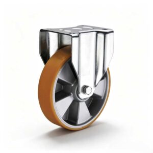 H02 6×4, PU+Aluminium/Cast Iron Heavy Duty Castor – Top Plate – Fixed