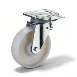 H03, PA/Elastic Rubber Heavy Duty Castor – Top Plate – Swivel with Brake