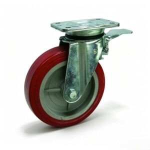 H03, PU/Cast Iron Heavy Duty Castor – Top Plate – Swivel with Brake