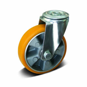 Elastic Rubber and PU with Cast Iron and Aluminum Core Bolt Hole Swivel Industrial Castor, 80-250mm, 100-300kg