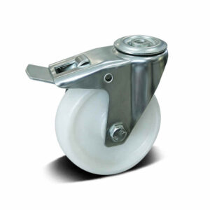 PU and PA with PP Core Bolt Hole Swivel with Steel Brake Industrial Castor, 80-200mm, 50-200kg
