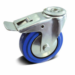 Elastic Rubber and TPR with PP Core Bolt Hole Swivel with Steel Brake Industrial Castor, 80-200mm, 100-250kg