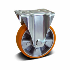 Elastic Rubber and PU with Cast Iron and Aluminum Core Top Plate Fixed Industrial Castor, 80-250mm, 100-300kg