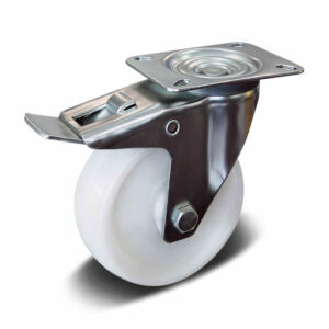 PU and PA with PP Core Top Plate Swivel with Steel Brake Industrial Castor, 80-200mm, 50-200kg