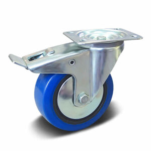Elastic Rubber and TPR with PP Core Top Plate Swivel with Steel Brake Industrial Castor, 80-200mm, 100-250kg