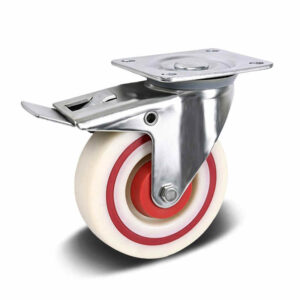 PA and Rubber Sandwich and TPR and PU with PA and Rubber and PP Core Top Plate Swivel with Steel Brake Industrial Castor, 100-125mm, 160-200kg