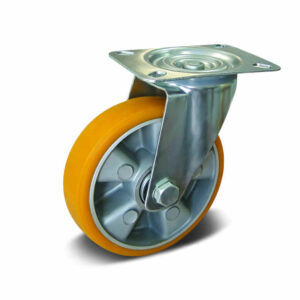 Elastic Rubber and PU with Cast Iron and Aluminum Core Top Plate Swivel Industrial Castor, 80-250mm, 100-300kg