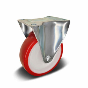 PU with PA6 Core Top Plate Fixed Industrial Castor, 100-125mm, 160-200kg