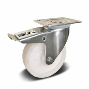 PA6 Wheel Top Plate Swivel with Steel Brake Industrial Castor, 100-125mm, 200-250kg