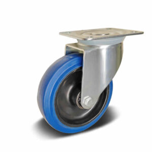 Elastic Rubber with PA6 Core Top Plate Swivel Industrial Castor, 100-125mm, 160-200kg