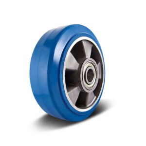 100-300mm Blue Elastic Rubber/Aluminium Core Wheel – Ball Bearing