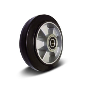 100-300mm Black Elastic Rubber/Aluminium Core Wheel – Ball Bearing