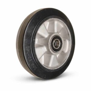 125-200mm Black Elastic Rubber/Aluminium Core Wheel – Ball Bearing – New Series