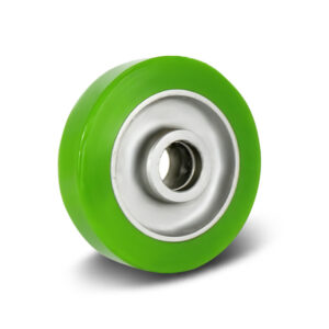 100-125mm Green Elastic Rubber/Aluminium Core Wheel – Ball Bearing