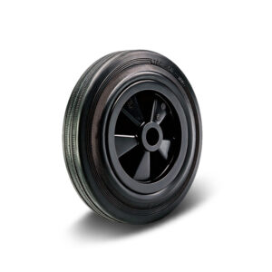 80-250mm Black Rubber/PP Core Wheel – Plain Bearing